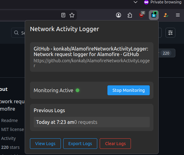 network-activity-logger popup